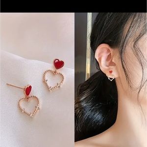 New Hollow Heart Design with Rhinestone Dangle Earrings